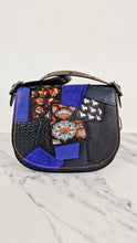 Load image into Gallery viewer, Coach 1941 Saddle 23 Bag in Black Smooth Leather with Patchwork Detail - Purple Orange Crossbody Shoulder Bag Coach 56639