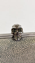 Load image into Gallery viewer, Alexander McQueen Stingray Leather Skull Box Clutch with Crystals and Purple Nappa Leather Lining - 236715 000926