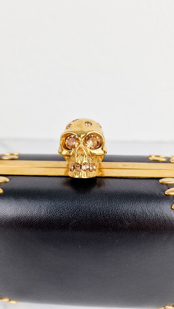 Alexander McQueen Skull Box Clutch in Black Nappa Leather