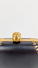 Load image into Gallery viewer, Alexander McQueen Skull Box Clutch in Black Nappa Leather With Gold Studs - 236715 000926