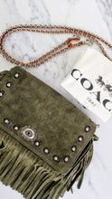 Load image into Gallery viewer, Coach 1941 Dinky With Fringe in Fern Green Cervo Suede & Antique Nickel Hardware - Crossbody Bag Shoulder Bag - Coach 86821