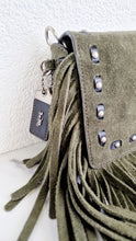 Load image into Gallery viewer, Coach 1941 Dinky With Fringe in Fern Green Cervo Suede & Antique Nickel Hardware - Crossbody Bag Shoulder Bag - Coach 86821