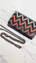 Load image into Gallery viewer, Coach Chevron Wallet Quilted Leather Crossbody Bag Black Metallic - Coach F38681
