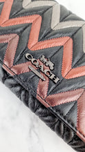 Load image into Gallery viewer, Coach Chevron Wallet Quilted Leather Crossbody Bag Black Metallic - Coach F38681