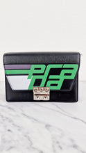 Load image into Gallery viewer, Prada Elektra Crossbody Bag in Black City Calfskin & Saffiano Leather with Green Racing Logo Prada 1BD121 Nero Verde