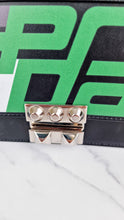 Load image into Gallery viewer, Prada Elektra Crossbody Bag in Black City Calfskin & Saffiano Leather with Green Racing Logo Prada 1BD121 Nero Verde