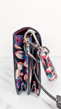 Load image into Gallery viewer, Prada Sound Bag with Floral Print - Black Saffiano Leather with Blue & Red Flowers - Handbag Shoulder Bag Prada BN924K