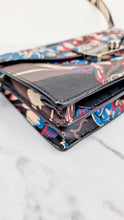 Load image into Gallery viewer, Prada Sound Bag with Floral Print - Black Saffiano Leather with Blue & Red Flowers - Handbag Shoulder Bag Prada BN924K