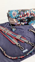 Load image into Gallery viewer, Prada Sound Bag with Floral Print - Black Saffiano Leather with Blue & Red Flowers - Handbag Shoulder Bag Prada BN924K