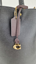 Load image into Gallery viewer, Coach Plaza Tote Bag in Black Pebble Leather with Brass Hardware & Coach C Charm - Coach 88341