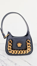 Load image into Gallery viewer, Versace La Medusa Hobo Bag in Black Calf Leather With Gold Chunky Chain & Medusa Head Curved