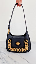 Load image into Gallery viewer, Versace La Medusa Hobo Bag in Black Calf Leather With Gold Chunky Chain & Medusa Head Curved