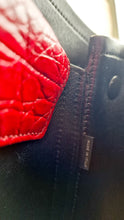 Load image into Gallery viewer, RARE Prada Double Medium Saffiano Cuir Black & Red Crocodile - Handbag Prada 1BG887