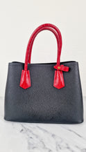Load image into Gallery viewer, RARE Prada Double Medium Saffiano Cuir Black & Red Crocodile - Handbag Prada 1BG887
