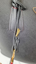 Load image into Gallery viewer, Large Medium Prada Double Tote Saffiano Cuir Black with Fiery Red Nappa Leather Lining Handbag