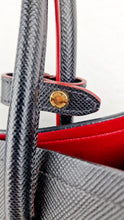 Load image into Gallery viewer, Large Medium Prada Double Tote Saffiano Cuir Black with Fiery Red Nappa Leather Lining Handbag'