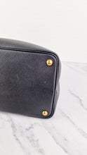 Load image into Gallery viewer, Large Medium Prada Double Tote Saffiano Cuir Black with Fiery Red Nappa Leather Lining Handbag
