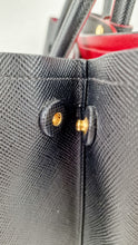 Load image into Gallery viewer, Large Medium Prada Double Tote Saffiano Cuir Black with Fiery Red Nappa Leather Lining Handbag'