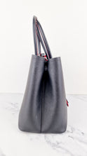 Load image into Gallery viewer, Large Medium Prada Double Tote Saffiano Cuir Black with Fiery Red Nappa Leather Lining Handbag