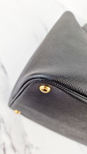 Load image into Gallery viewer, Large Medium Prada Double Tote Saffiano Cuir Black with Fiery Red Nappa Leather Lining Handbag