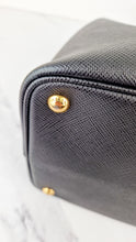 Load image into Gallery viewer, Large Medium Prada Double Tote Saffiano Cuir Black with Fiery Red Nappa Leather Lining Handbag