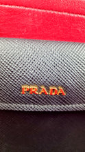 Load image into Gallery viewer, Large Medium Prada Double Tote Saffiano Cuir Black with Fiery Red Nappa Leather Lining Handbag