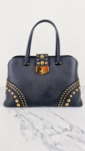 Load image into Gallery viewer, Prada Saffiano Cuir Handbag in Black Leather with Gold Studs - Handbag Prada BN2753