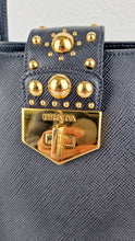 Load image into Gallery viewer, Prada Saffiano Cuir Handbag in Black Leather with Gold Studs - Handbag Prada BN2753
