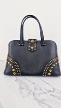 Load image into Gallery viewer, Prada Saffiano Cuir Handbag in Black Leather with Gold Studs - Handbag Prada BN2753