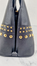 Load image into Gallery viewer, Prada Saffiano Cuir Handbag in Black Leather with Gold Studs - Handbag Prada BN2753