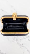 Load image into Gallery viewer, Alexander McQueen Skull Box Clutch Black Leather and Swarovski Crystals Gold Hardware