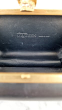 Load image into Gallery viewer, Alexander McQueen Skull Box Clutch Black Leather and Swarovski Crystals Gold Hardware