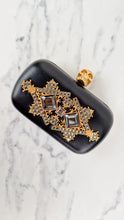 Load image into Gallery viewer, Alexander McQueen Skull Box Clutch Black Leather and Swarovski Crystals Gold Hardware