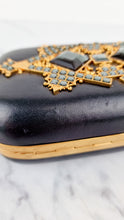 Load image into Gallery viewer, Alexander McQueen Skull Box Clutch Black Leather and Swarovski Crystals Gold Hardware