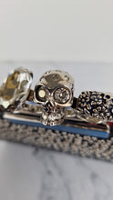 Load image into Gallery viewer, Alexander McQueen Knuckle Skull Flat Clutch in Black Leather Studded 4 Ring Clutch