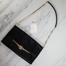Load image into Gallery viewer, 25240 Coach Madison Textured Leather black clutch chain