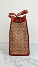Load image into Gallery viewer, Coach Field Tote Bag In Signature Coated Canvas With Big Apple Skyline New York Saddle Brown Tan Truffle Rust - Handbag Coach C0769