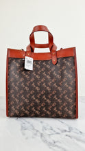 Load image into Gallery viewer, Coach Field Tote Bag In Signature Coated Canvas With Big Apple Skyline New York Saddle Brown Tan Truffle Rust - Handbag Coach C0769