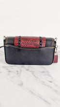 Load image into Gallery viewer, Coach 1941 Dinkier with Whipstitch Snake Trim in Black Smooth Leather With Dark Red Burgundy Snakeskin - Crossbody Bag Clutch - Coach 86819