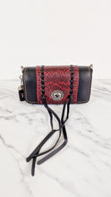 Load image into Gallery viewer, Coach 1941 Dinkier with Whipstitch Snake Trim in Black Smooth Leather With Dark Red Burgundy Snakeskin - Crossbody Bag Clutch - Coach 86819