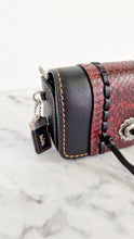 Load image into Gallery viewer, Coach 1941 Dinkier with Whipstitch Snake Trim in Black Smooth Leather With Dark Red Burgundy Snakeskin - Crossbody Bag Clutch - Coach 86819