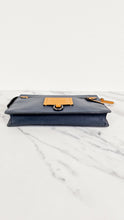 Load image into Gallery viewer, Coach Rivington Convetible Pouch Clutch in Navy Blue Smooth Leather with Yellow Details - Coach 68232
