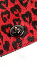 Load image into Gallery viewer, Coach 1941 Dinky Wild Beast Heart Crossbody Bag With in Red & Black Leopard Haircalf & leather & - Coach 38209