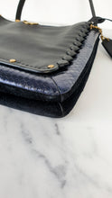 Load image into Gallery viewer, Coach Dreamer Shoulder Bag Crossbody in Black and Blue with Whipstitch and Snakeskin - Mixed Leather & Suede - Sample Bag coach 69611