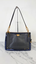 Load image into Gallery viewer, Coach Dreamer Shoulder Bag Crossbody in Black and Blue with Whipstitch and Snakeskin - Mixed Leather & Suede - Sample Bag coach 69611