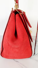 Load image into Gallery viewer, Coach Faye in Red Mixed Leather & Suede Flap Bag Turnlock Tophandle Crossbody Coach F22348