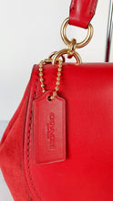 Load image into Gallery viewer, Coach Faye in Red Mixed Leather & Suede Flap Bag Turnlock Tophandle Crossbody Coach F22348