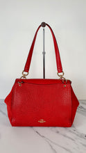 Load image into Gallery viewer, Coach Faye in Red Mixed Leather & Suede Flap Bag Turnlock Tophandle Crossbody Coach F22348