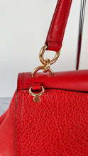 Load image into Gallery viewer, Coach Faye in Red Mixed Leather & Suede Flap Bag Turnlock Tophandle Crossbody Coach F22348