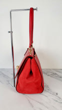 Load image into Gallery viewer, Coach Faye in Red Mixed Leather & Suede Flap Bag Turnlock Tophandle Crossbody Coach F22348
